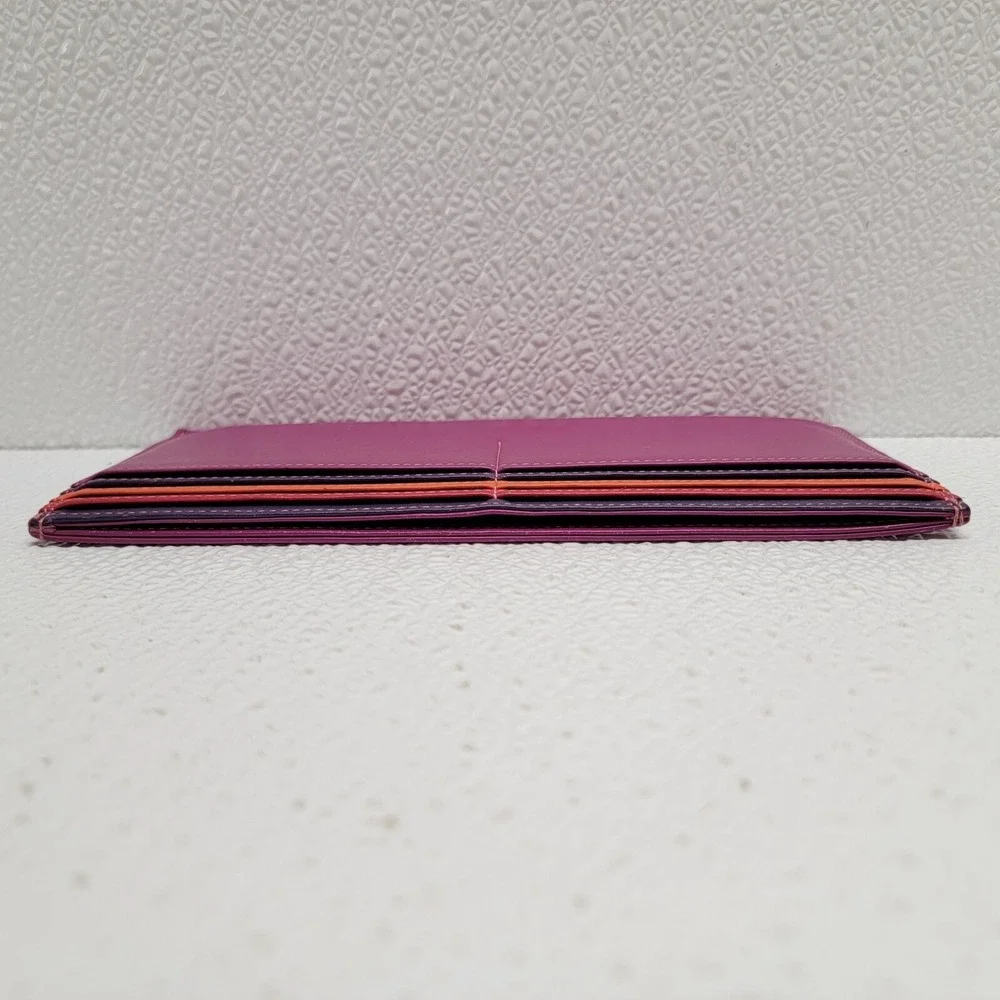Mywalit Leather Card Sleeve Wallet Purple Orange Red 7.5